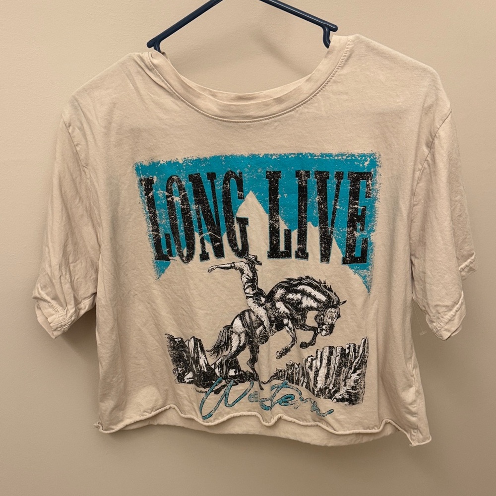 Cream Graphic Crop Top